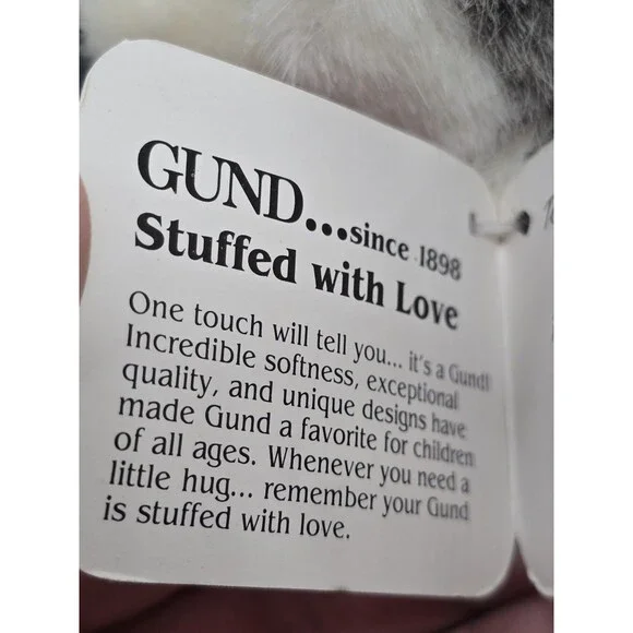 Vtg GUND 1993 Husky w/ Plaid Bow 6” Mini Stuffed Animal Plush Dog W/ Tag Puppy - Picture 14 of 14